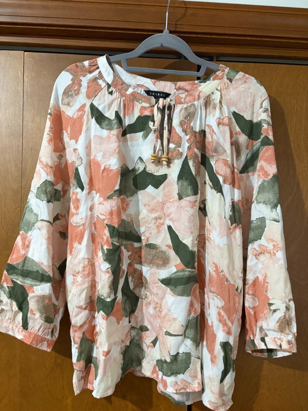 Tribal Pink and Green Floral Blouse